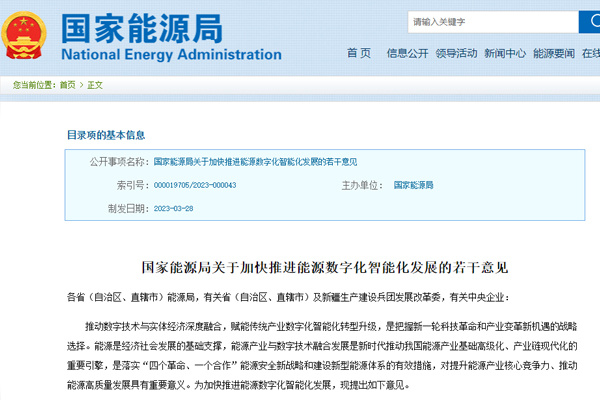關于加快推(tuī)進能源數字(zì)化智能化發(fa)展的若幹意(yi)見